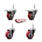 Service Caster 3 Inch Red Polyurethane Swivel 58 Inch Threaded Stem Caster Set 2 Total Lock Brakes SCC-TSTTL20S314-PPUB-RED-58212-2-S-2 - alternate 3